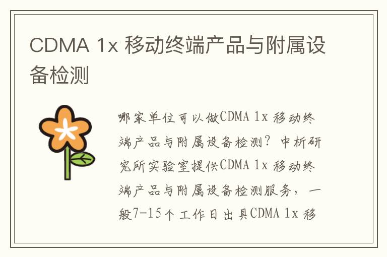 CDMA 1x 移動(dòng)終端產(chǎn)品與附屬設(shè)備檢測(cè)