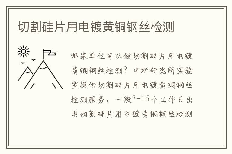 切割硅片用電鍍黃銅鋼絲檢測